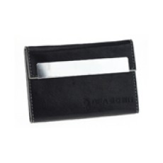 Leather metal name card case with PVC pocket - BEA